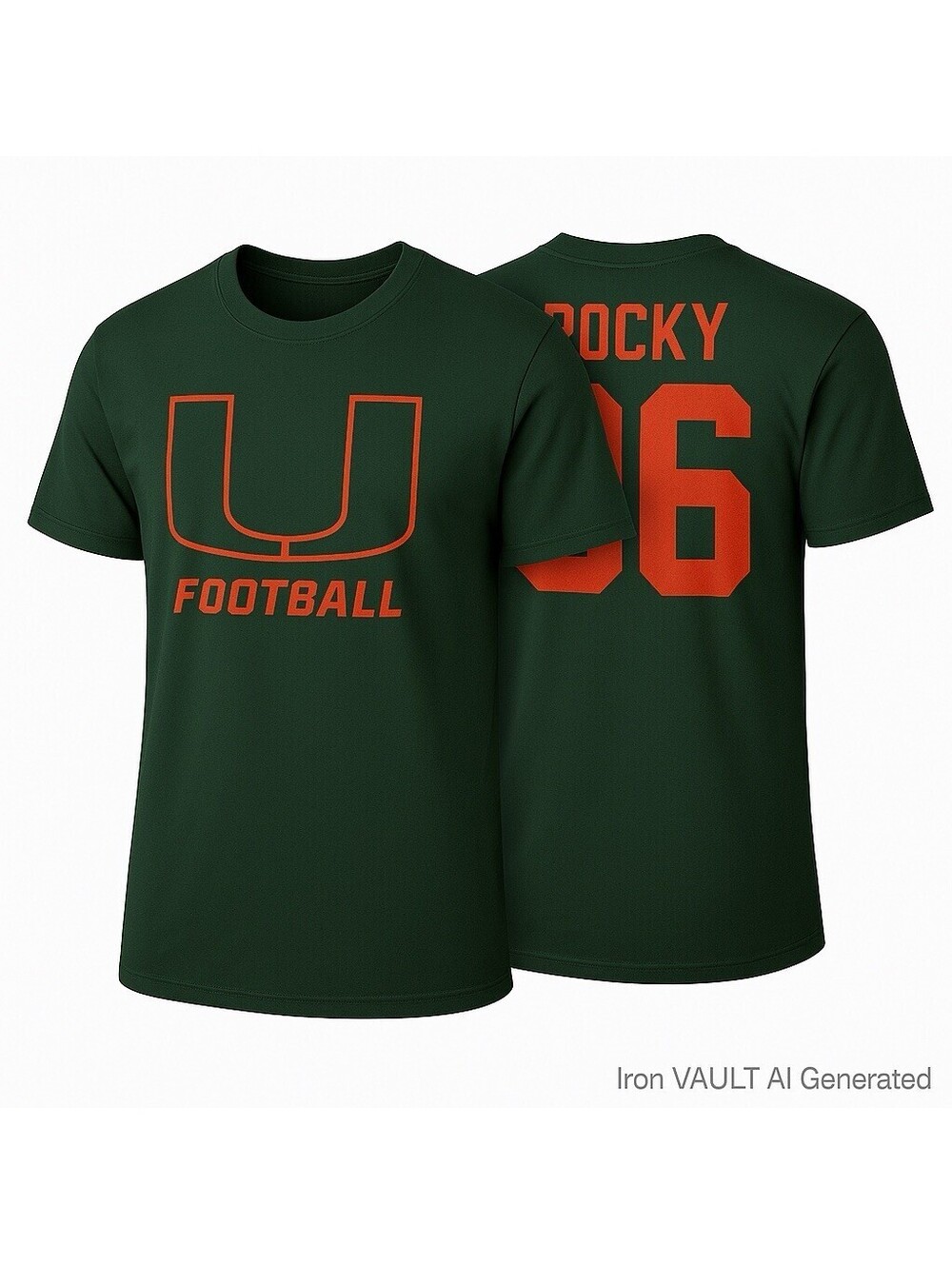 Miami Hurricanes Rocky 06 Football Shirt Fanatics Mens Medium Green Orange Tee